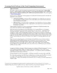 Licensing; Oracle Software; Cloud Computing Environment