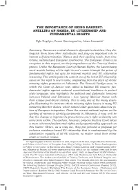 Spelling of Names, Eu Citizenship and Fundamental Rights