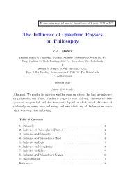 The Influence of Quantum Physics on Philosophy