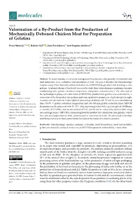 Valorization of a By-Product from the Production of Mechanically Deboned Chicken Meat for Preparation of Gelatins
