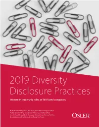 2019 Diversity Disclosure Practices: Women in Leadership Roles at TSX