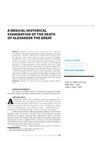 A Medical-Historical Examination of the Death of Alexander the Great
