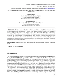 An Empirical Test of Factor Likelihood Arbitrage Pricing Theory in Nigeria