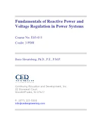 Fundamentals of Reactive Power and Voltage Regulation in Power Systems
