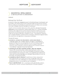 Bottom Line up Front Trends & Issues GEOSPATIAL INTELLIGENCE A