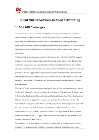 Intent NBI for Software Defined Networking