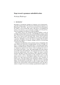 Steps Toward a Grammar Embedded in Data Nicholas Thieberger