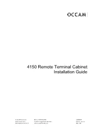 4150 Remote Terminal Cabinet Installation Guide