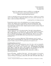 Advice for Students in Or Considering the Actuarial Science Concentration