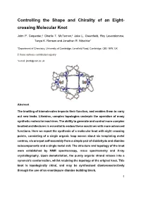 Controlling the Shape and Chirality of an Eight- Crossing Molecular Knot
