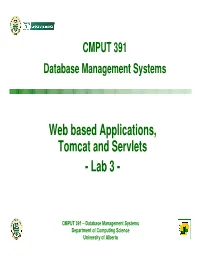 Web Based Applications, Tomcat and Servlets - Lab 3