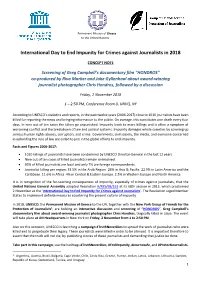 International Day to End Impunity for Crimes Against Journalists in 2018