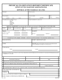Marshall Island Physical Exam Form