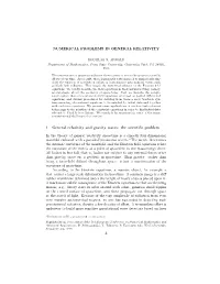 Numerical Problems in General Relativity