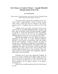 City Mouse Or Country Mouse?—Joseph Mitchell’S Interpretation of the City
