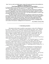 Cognition As a Semiosic Process: from Situated Mediation to Critical