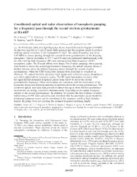 Coordinated Optical and Radar Observations of Ionospheric Pumping for a Frequency Pass Through the Second Electron Gyroharmonic at HAARP M