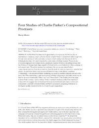 Four Studies of Charlie Parker's Compositional Processes