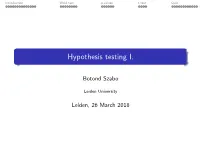 Hypothesis Testing I