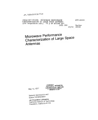 Microwave Performance Characterization of Large Space Antennas