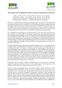 The Status of the Constitution of Eritrea and the Transitional Government