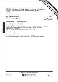 0500/11 Paper 1 Reading Passage (Core) May/June 2010 1 Hour 45 Minutes Additional Materials: Answer Booklet/Paper *1