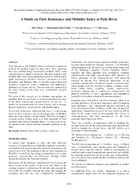 A Study on Flow Resistance and Mobility Index at Palu River