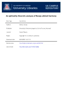An Optimality-Theoretic Analysis of Navajo Sibilant Harmony