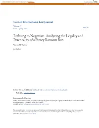 Analyzing the Legality and Practicality of a Piracy Ransom Ban Yvonne M