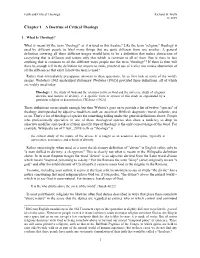 Chapter 1 a Doctrine of Critical Theology