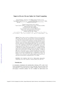 Improved Secure Stream Cipher for Cloud Computing