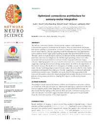 Optimized Connectome Architecture for Sensory-Motor Integration