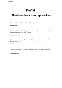 Part 4: Thesis Conclusions and Appendices