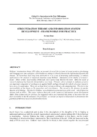 Structuration Theory and Information System Development - Frameworks for Practice