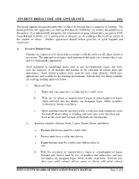 STUDENT DRESS CODE and APPEARANCE Policy Code: 4316