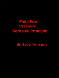 Surface Tension Bernoulli Principle Fluid Flow Pressure