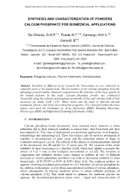 Synthesis and Characterization of Powders Calcium Phosphate for Biomedical Applications