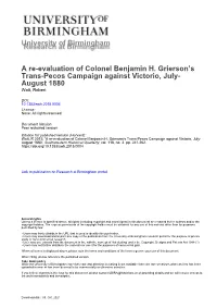 University of Birmingham a Re-Evaluation of Colonel Benjamin