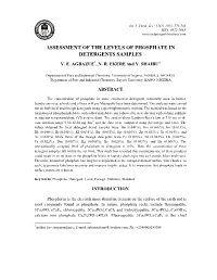 Assessment of the Levels of Phosphate in Detergents Samples