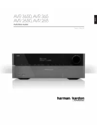AVR 3650, AVR 365 AVR 2650, AVR 265 ENGLISH Audio/Video Receiver