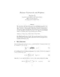 Eulerian Polynomials and B-Splines
