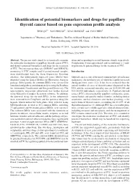 Identification of Potential Biomarkers and Drugs for Papillary Thyroid Cancer Based on Gene Expression Profile Analysis