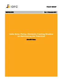 India Solar Policy: Elements Casting Shadow