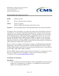 Michigan-Specific Reporting Update Memorandum