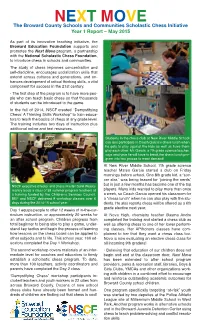 Next Move Program, a Partnership with the National Scholastic Chess Foundation, to Introduce Chess in Schools and Communities