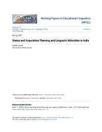 Status and Acquisition Planning and Linguistic Minorities in India
