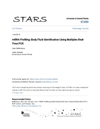 Body Fluid Identification Using Multiplex Real-Time PCR" (2014)