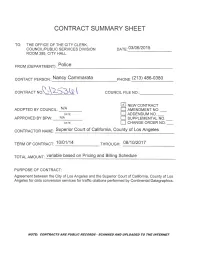Contract Summary Sheet