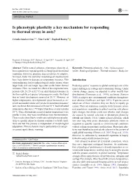 Is Phenotypic Plasticity a Key Mechanism for Responding to Thermal Stress in Ants?