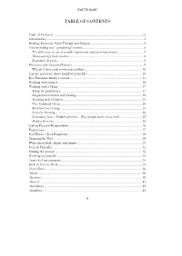 Metaphysical Anatomy Table of Contents